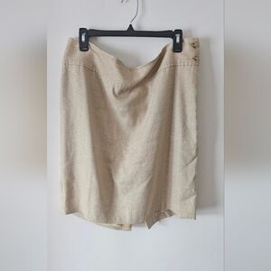 Lauren Ralph Lauren Linen And Silk Gold Flecked Skirt Sz 14